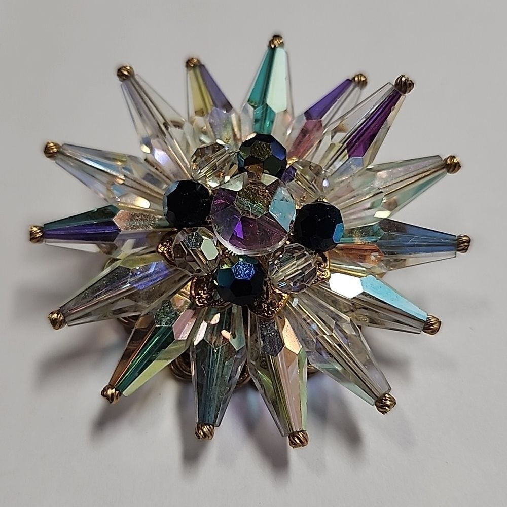 Starburst Brooch Vintage AB Crystal